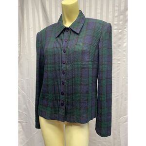 Cynthia Howie‎ for Maggie's Boutique WOMEN'S GREEN/BLUE BLAZER SUIT JACKET SZ 6